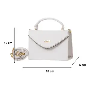 Bolso Bandolera Blanco para Mujer Dacia, con Asa Única, Cierre de Cremallera, Diseño Geométrico, Impermeable, de Poliéster, para Uso Diario en Verano - Product Image 3