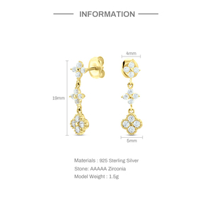 CANNER Pendientes de Plata de Ley S925 con Circonitas Coloridas, Pendientes de Pétalos con Circonitas 5A, Pendientes Colgantes con Cadena, 14k 18k 2023 - Product Image 6