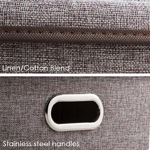 Large Collapsible <b>Bins</b> Lids Linen Fabric Containers Baskets Cube Foldable Storage Boxes with Cover for Home Bedroom - Product Image 5