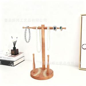 Wooden Jewelry Organizer Desktop Necklace Rack Solid Wood Storage Display <b>Stand</b> For Home Decor - Product Image 3
