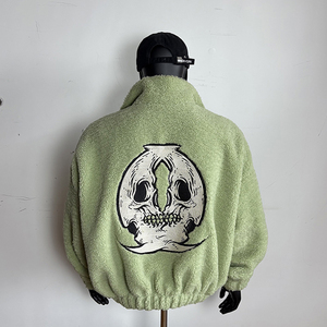 Chaqueta de lana <span class=keywords><strong>polar</strong></span> para hombre con cuello levantado y logotipo personalizado de fábrica OEM, chaqueta de lana de Sherpa con cremallera bordada - Product Image 5