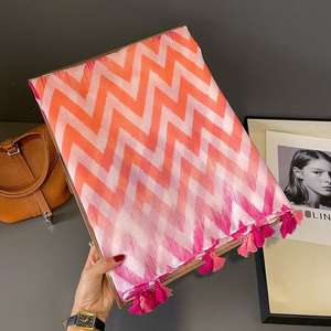 حجاب نسائي بوهيمي مرقع بشرابة فسكوزي زهري * 85 في الصيف رقبة ناعمة ملفوفة بطبعة حجاب إسلامي بوفاندا - Product Image 6