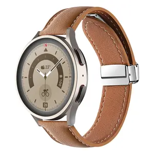 22mm Smart Uhren armbänder Metallic Magnet Schnallen band starker Magnet für Apple Watch Echt leder Uhren armband 49mm 44mm