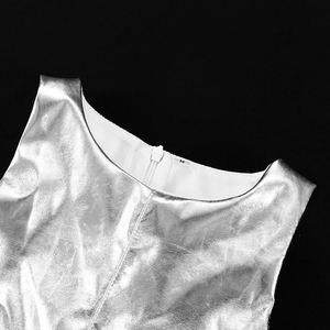 Dropshipping Y2K <span class=keywords><strong>ropa</strong></span> <span class=keywords><strong>futurista</strong></span> moda niñas fiesta mujeres plata Chic brillante sin mangas Mini vestido - Product Image 5