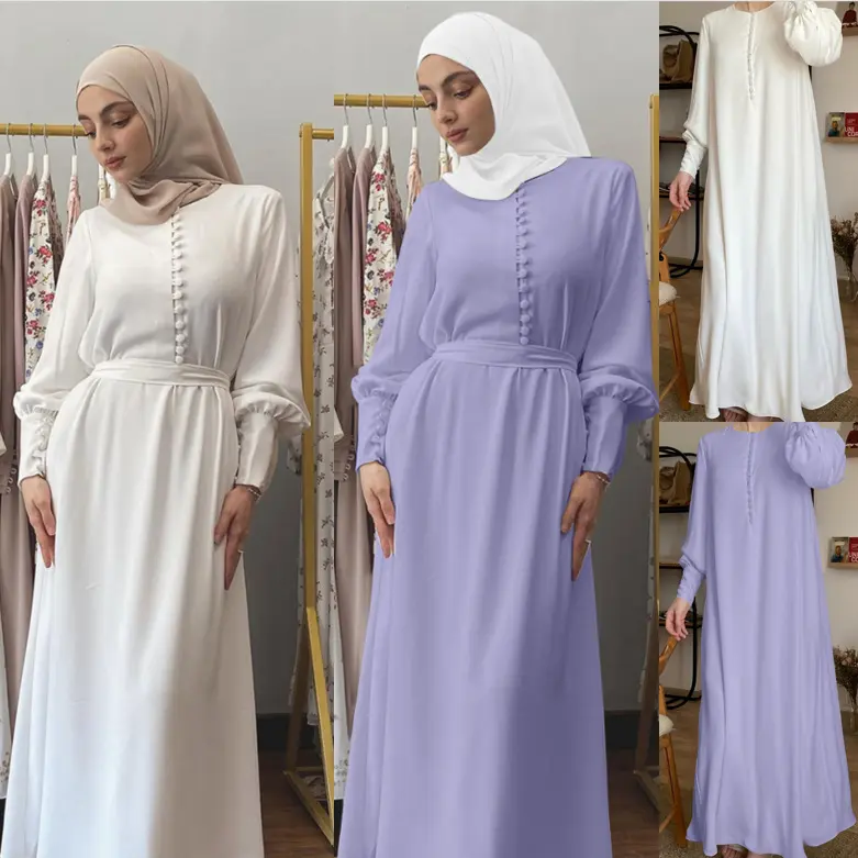 New Hijab Wanita Ramadan Eid Mubarak Elegan Slim Pinggang Swing Bahasa Arab Turki Baju Muslim Pakaian