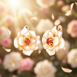 Boucles d'oreilles clous plaquées or en forme de fleur avec zircon serti clos pour femme, bijoux romantiques pour soirée, boucles d'oreilles tendance en alliage - Product Image 2