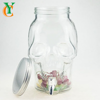 Pot en verre de 5l avec couvercle métallique et bouche d'eau, récipient de stockage transparent et avec couvercle de 1.3 gallons