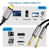 Xput Tip C - Çift 6.35MM Y Splitter Ses Enstrüman Kablosu USB C - Çift 6.35MM Kablo Telefon Dizüstü Bilgisayar Müzik Cihazlarını Bağlamak İçin
