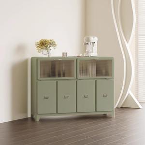 Minimalist Retro Style Coffee Cabinet <b>Sideboard</b> 4 Compartments Creamy White Living Room Storage Cabinet Multifunctional - Product Image 2