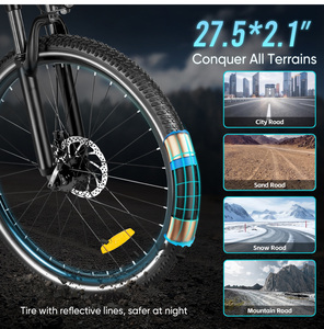 Bicicleta híbrida eléctrica de acero al carbono de 27,5 ", bicicleta de ciudad con batería de litio - Product Image 4