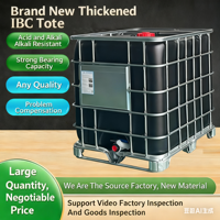 Bacs IBC en plastique de qualité alimentaire carrés de 1000 L |   Doublure intérieure toute neuve, structure en fer, bleu/noir