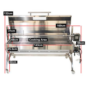 Dual Fuel Stainless Steel <strong>BBQ</strong> Spit <strong>Charcoal</strong> <strong>Gas</strong> Pig Roaster Heavy Duty Commercial Barbecue Grill 1500mm Party Adjustable Trolley - Product Image 5