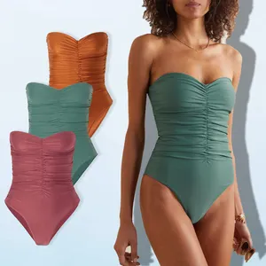 Hl fabricante personalização sexy sem alças, peça única, maiô, roupa de praia personalizado, dyed branco feminino