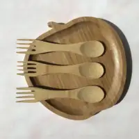 أدوات مائدة من الخيزران سهلة الاستخدام مزدوجة الاستخدام, شوكة ملعقة 2 في 1 مع شعار مخصص