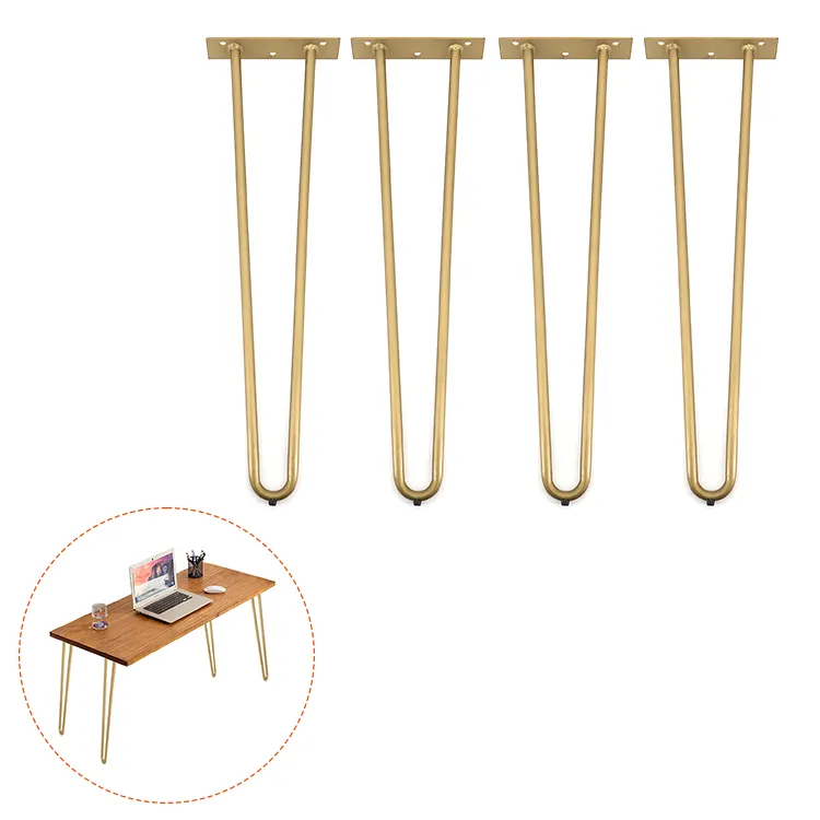 Wholesale Gold Metal Chair Skateboard Desk Hairpin Furniture Legs Floor Protector Restaurant Table Base Coffee Table Base