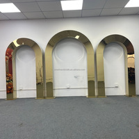 Arco Metálico Dorado Brillante de Lujo para Interiores, Precio de Fábrica, con Accesorios para Decoración de Bodas, Eventos, Escenarios y Salones