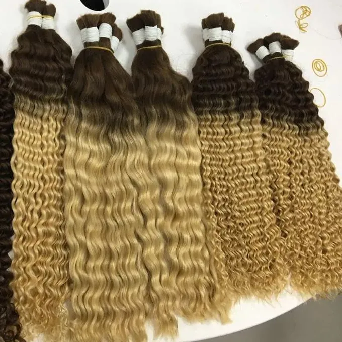 Outo Brazilian Water Wave Bulk Human Hair Tight Curly No Weft Bulk Hair Bundles Full To Bottom Extensions