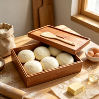 Caja de Fermentación de Masa de Pizza de Madera Personalizable con Tapa, Madera de Acacia, Adecuada para Almacenamiento en la Cocina y Horneado