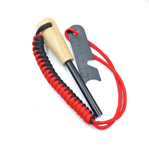 Equipo de supervivencia Mango de madera Ferro Rod Bushcraft Camping <span class=keywords><strong>Cuerda</strong></span> trenzada Arrancador de fuego para senderismo <span class=keywords><strong>Escalada</strong></span> - Product Image 1