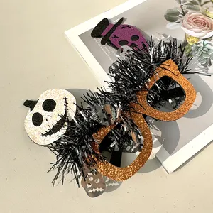 Óculos de Halloween para crianças e adultos, decoração de festa, adereços para fotografia, armação engraçada, óculos de globo ocular de abóbora, web aranha