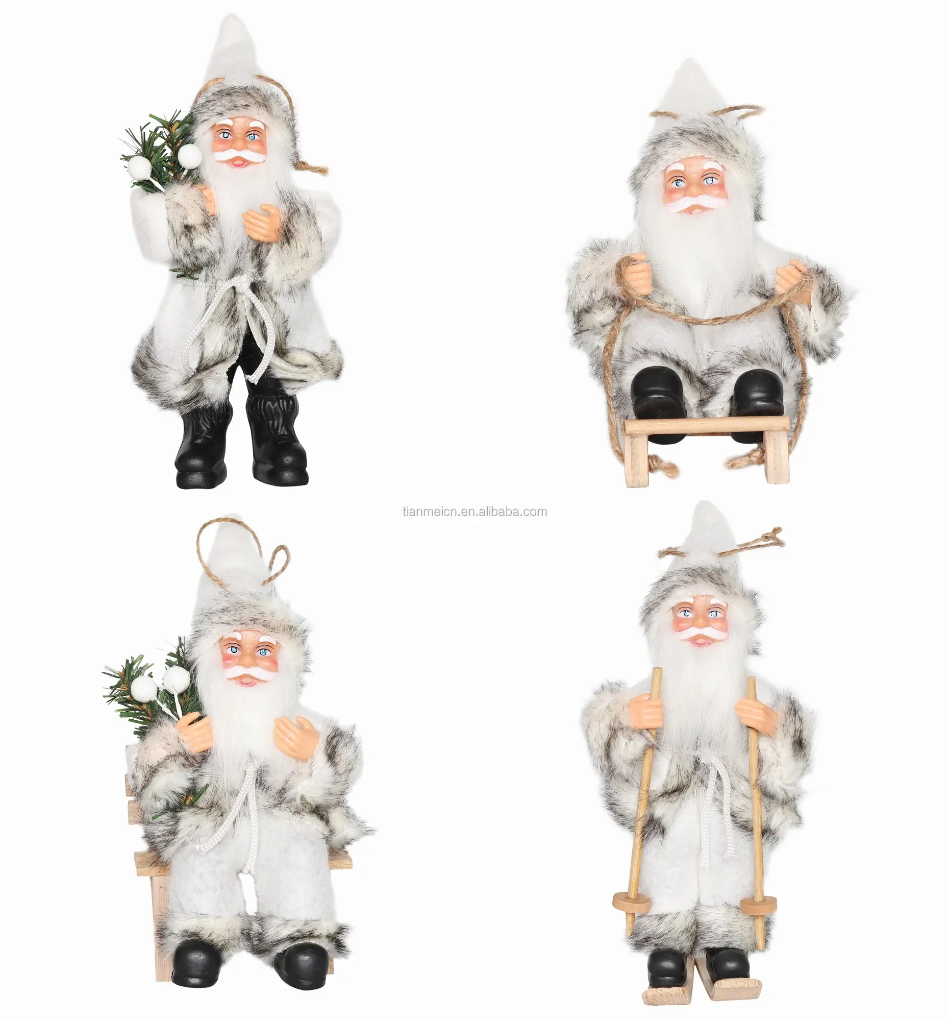 Santa Decor 8"Inch Christmas Santa Claus Ornaments Decorations Tree Hanging Figurines Collection Doll Pendant Small Traditional Holiday