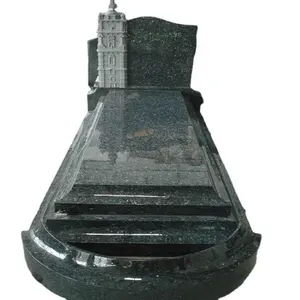 理想艺术工厂中国黑色花岗岩纪念碑石双双心墓碑墓碑雕刻花瓶