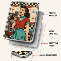 Cartes de collection en métal imprimées sur le thème des restaurants rock des années 1950, souvenirs musicaux avec chanteurs et guitaristes, cartes à échanger, cadeau, vente en gros