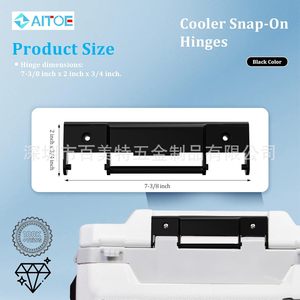 AITOE Cooler Snap-On Hinges 7-3/8 Inch Black Plastic ABS for Fishing Box - Product Image 1