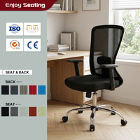 Chaise de bureau ergonomique à dossier mi-haut en maille avec support lombaire, accoudoirs fixes, hauteur réglable, pivotante, pour ordinateur, personnalisable