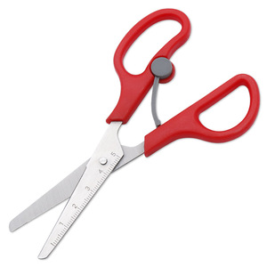 Lu Ban's Work Children's Craft Scissors Red Stainless Steel With Scale Home Use - Product Image 1