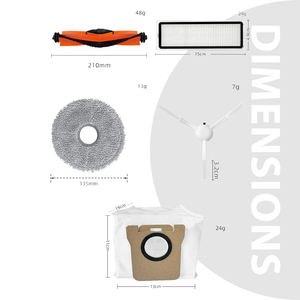 Repuestos y Accesorios para Aspiradora Robot Xiaomi <span class=keywords><strong>X10</strong></span>+ / <span class=keywords><strong>X10</strong></span> <span class=keywords><strong>Plus</strong></span> B101GL: Cepillo Lateral Principal, Filtro HEPA, Mopa, Bolsa para Polvo - Product Image 2