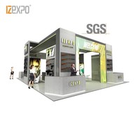 Stand d'exposition en bois de 20x20 pieds avec salle de stockage, stand publicitaire de marque, système modulaire réutilisable, stand d'exposition pour foire