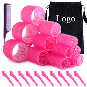 OEM vendita diretta in fabbrica 18 pz senza calore in plastica rulli per capelli 3 taglie auto grip in nylon con pettine e spille - Product Image 2
