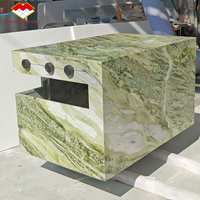 Dalle de marbre vert de luxe avec veinage blanc, pierre naturelle polie pour îlot de cuisine, meuble-lavabo de salle de bain, directement de l'usine