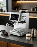 Cafetera Espresso Eléctrica Semiautomática Anbo Todo en Uno, Sistema de Preparación Francesa, 20 Bares de Presión, Acero Inoxidable Cónico, para el Hogar