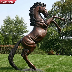 Youfine Nhà Máy Tùy Chỉnh Cưỡi Ngựa Công Viên Bãi Cỏ Nghệ Thuật Deco Cuộc Sống Như Brass Đúc Đồng Ngựa Nhảy Bức Tượng - Product Image 5