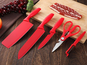 Lot de 6 couteaux de cuisine CL438 – Santoku, utilitaire, éplucheur, outils de cuisson, outil à légumes, lames en acier inoxydable pour chef - Product Image 4