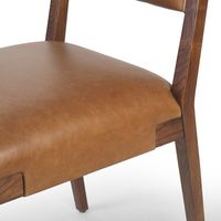 Chaise de salle à manger moderne en cuir marron pour restaurant, chaise en chêne, vente en gros.