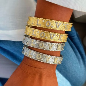 <span class=keywords><strong>Set</strong></span> Perhiasan Cincin Gelang Berlian Italia dengan Sentuhan Kerajinan Tangan, Berhiaskan Berlian, dengan Bukaan yang Dapat Disesuaikan, Cocok untuk Wanita - Product Image 2