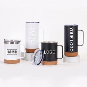 Mug de voyage promotionnel 16oz en acier inoxydable avec base en liège, gobelet créatif à fond en liège, tube droit avec logo personnalisé - Product Image 1
