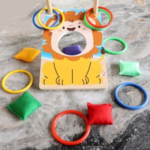 Jeu de lancer d'anneaux en bois pour enfants, petit, portable, pour l'intérieur et l'extérieur, divertissement familial - Product Image 5