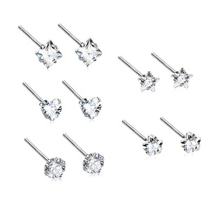 Pendientes de tuerca de circón cuadrado de Plata de Ley 925 auténtica a la moda para mujer, joyería fina clásica, accesorios minimalistas para Piercing de oreja - Product Image 1