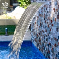 Cascade de piscine en acier inoxydable fontaine ornement de jardin cascade de piscine avec LED
