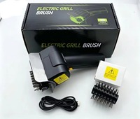 Brosse de nettoyage électrique sans fil rechargeable pour barbecue, en acier inoxydable, avec rouleau et grattoir, chargement USB, pour la rouille des grilles de barbecue domestiques