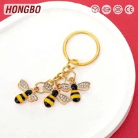 Porte-clés en cuir abeille orné de diamants, pendentif de sac pour femme, cadeau créatif transfrontalier, best-seller