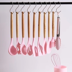 Heat Resistant <b>Kitchen</b> Cooking Utensils Set Wood Handle <b>Kitchen</b> <b>Gadgets</b> Utensil Set Silicone Cooking Utensils Set for <b>Kitchen</b> - Product Image 4