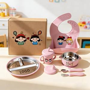 จานเด็กสแตนเลสเกรด 304 พร้อมโลโก้สั่งทำ ปลอดสาร BPA เป็นมิตรกับสิ่งแวดล้อม ชุดอาหารสำหรับ<span class=keywords><strong>เด็ก</strong></span>พร้อมซิลิโคนสำหรับอุปกรณ์เสริมสำหรับ<span class=keywords><strong>เด็ก</strong></span> - Product Image 4