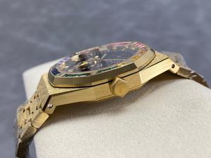 <b>Top</b>-quality luxurious gold waterproof mechanical watch with <b>rainbow</b> design, 41mm, 3132 movement, open-worked watch - Product Image 3