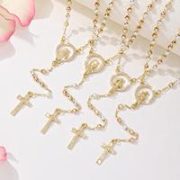 Colliers en Gros en Forme de Y avec Pendentifs Vierge de Guadalupe, Chapelets en Zircon, Colliers Saint Benoît et Colliers avec Perles en Croix pour Femmes
