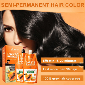 MOKERU Shampoo Colorante Professionale alla Papaya (Nero Naturale) <span class=keywords><strong>Senza</strong></span> <span class=keywords><strong>Ammoniaca</strong></span>, Trattamento 2-in-1 per Colorazione e Lucentezza (500ml X 2) - Product Image 3